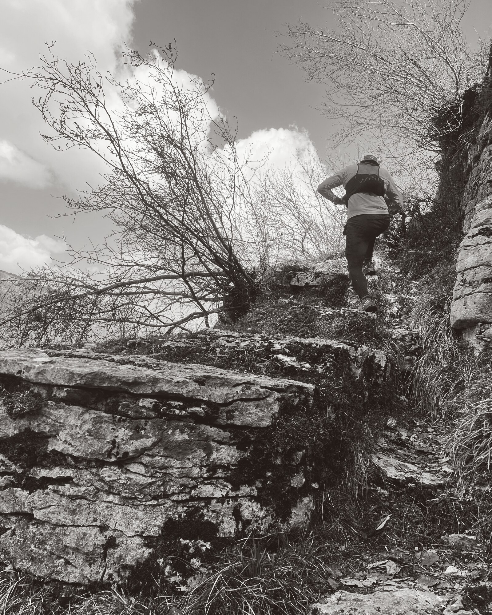 Vercors session — runner on limestone trail